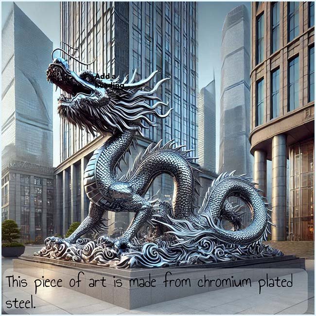 Image of a chromium plated statue of a dragon